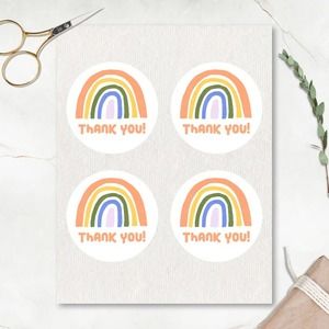 2” Whimsical Rainbow Thank You Stickers